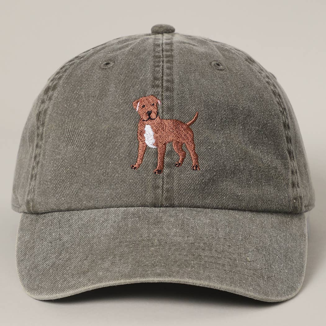 BROWN Pit Bull Terrier Embroidered Pigment Dyed Baseball Cap: SAND / One Size