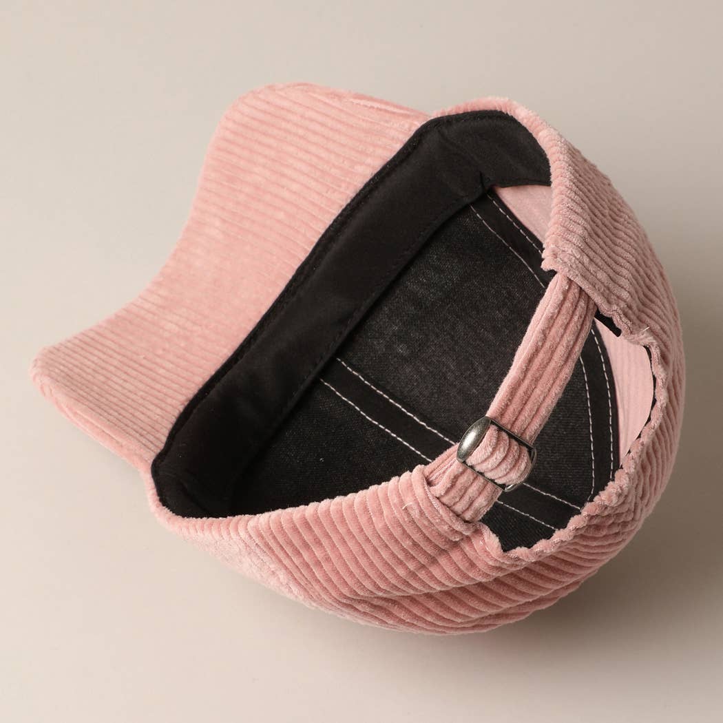 Cat Mom Chenille Patch Corduroy Baseball Cap: OFF WHITE / ONE SIZE