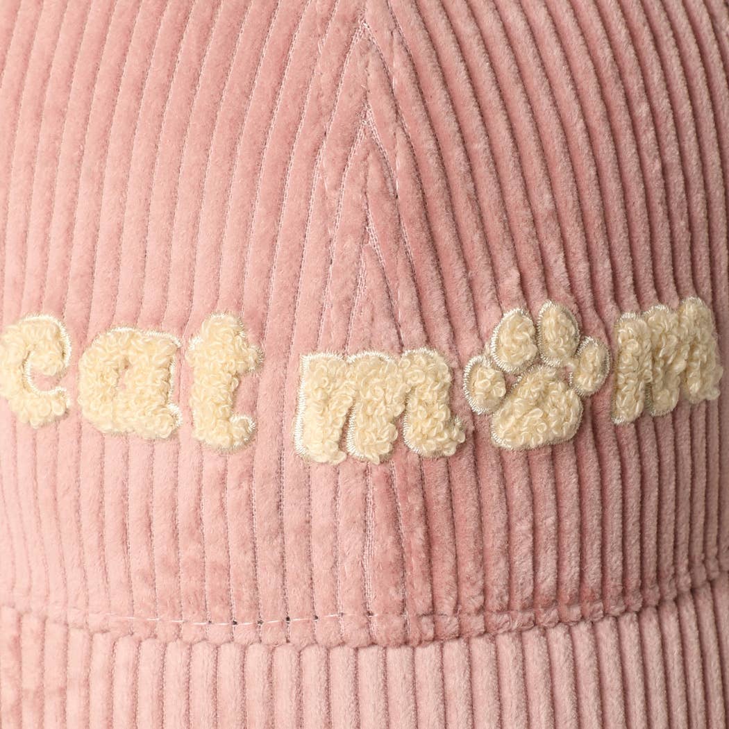 Cat Mom Chenille Patch Corduroy Baseball Cap: OFF WHITE / ONE SIZE