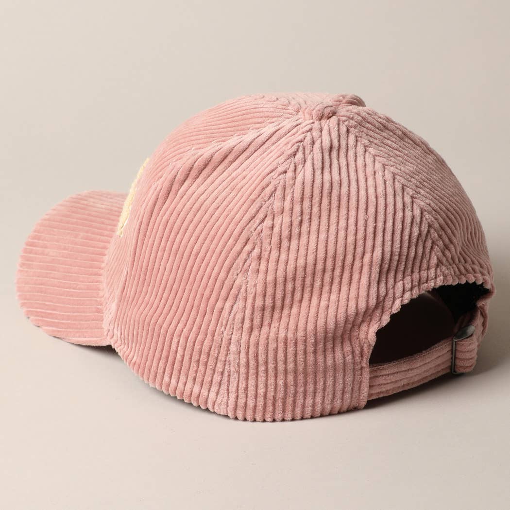 Cat Mom Chenille Patch Corduroy Baseball Cap: OFF WHITE / ONE SIZE