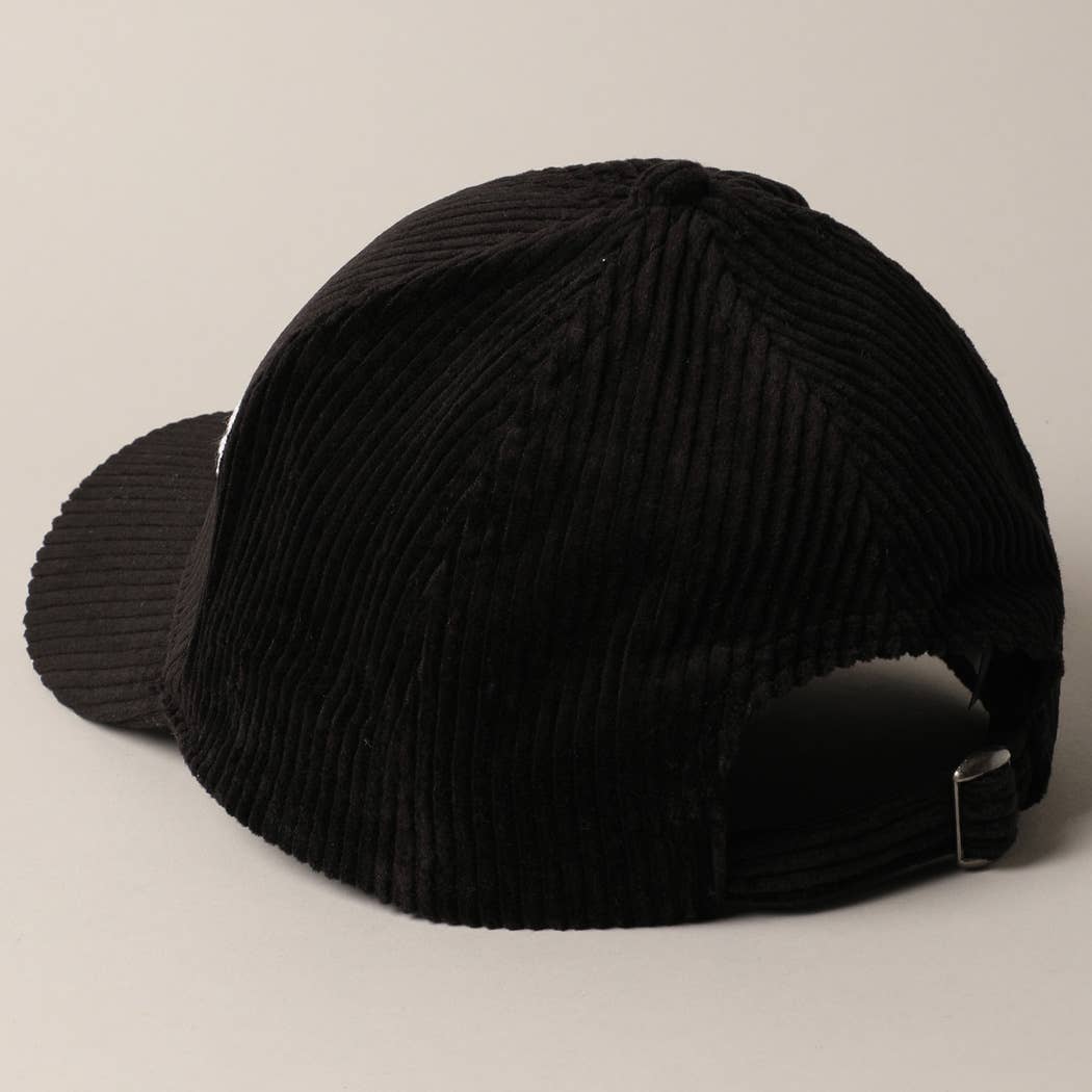 Cat Mom Chenille Patch Corduroy Baseball Cap: OFF WHITE / ONE SIZE