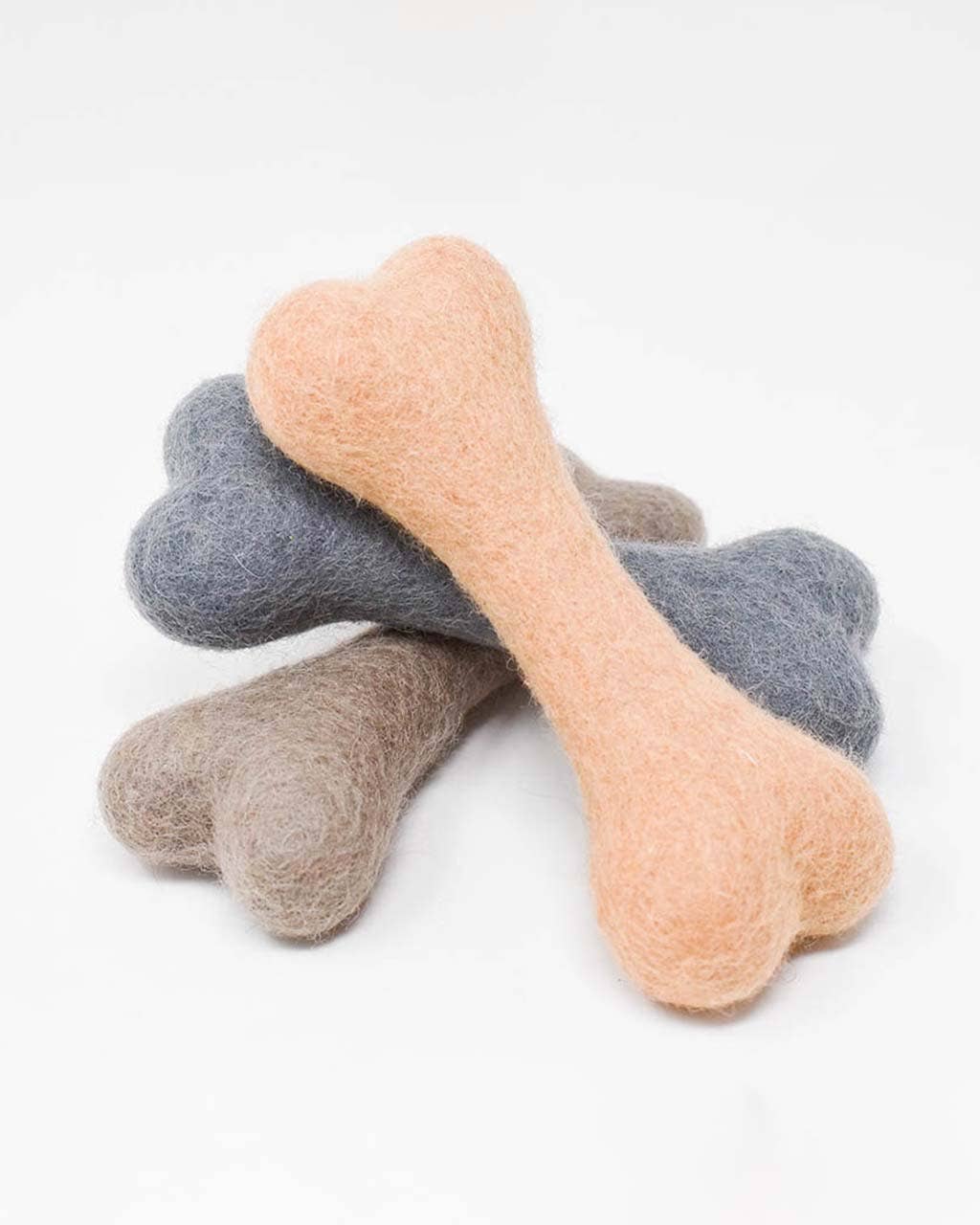 NEUTRAL WOOLBONE Dog Toy: PEACH / SMALL