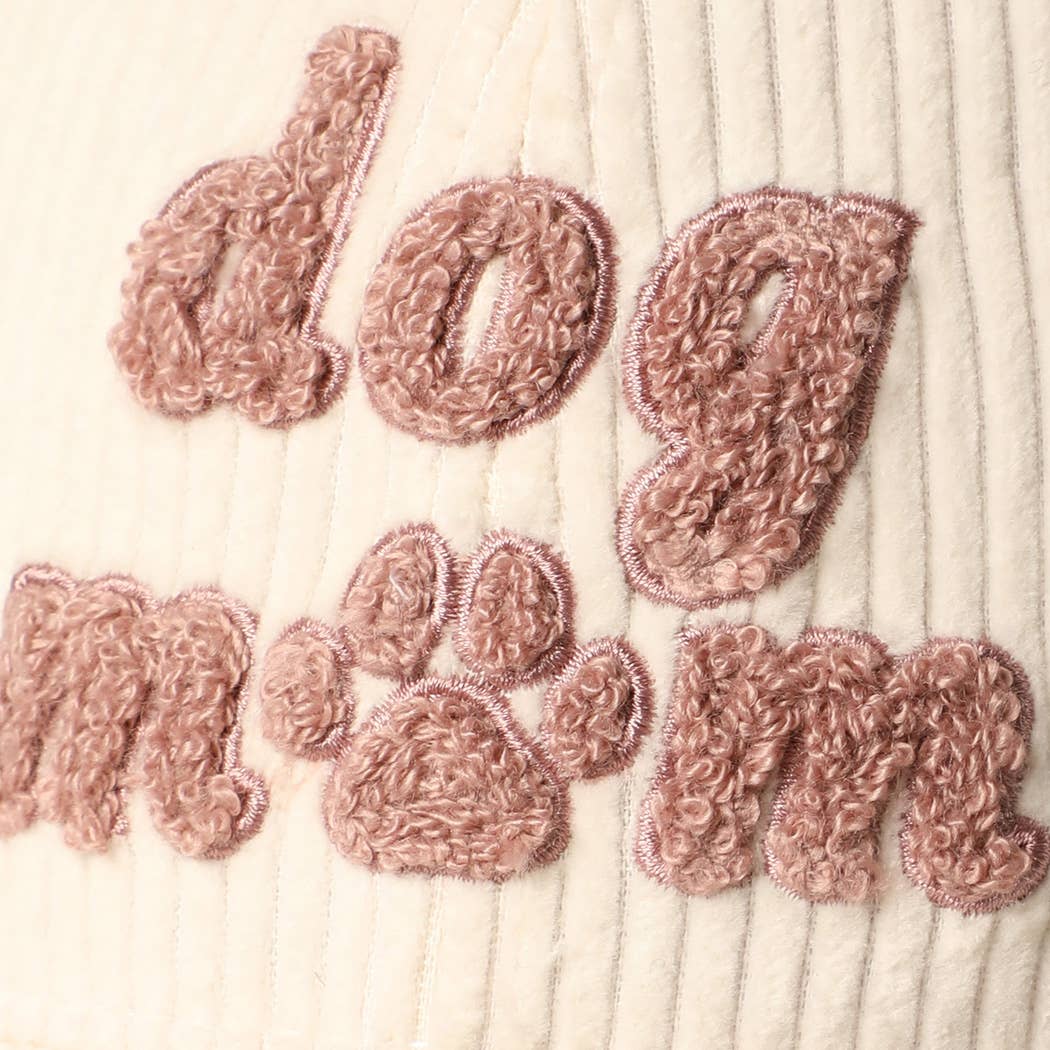Dog Mom Chenille Patch Corduroy Baseball Cap: OFF WHITE / ONE SIZE