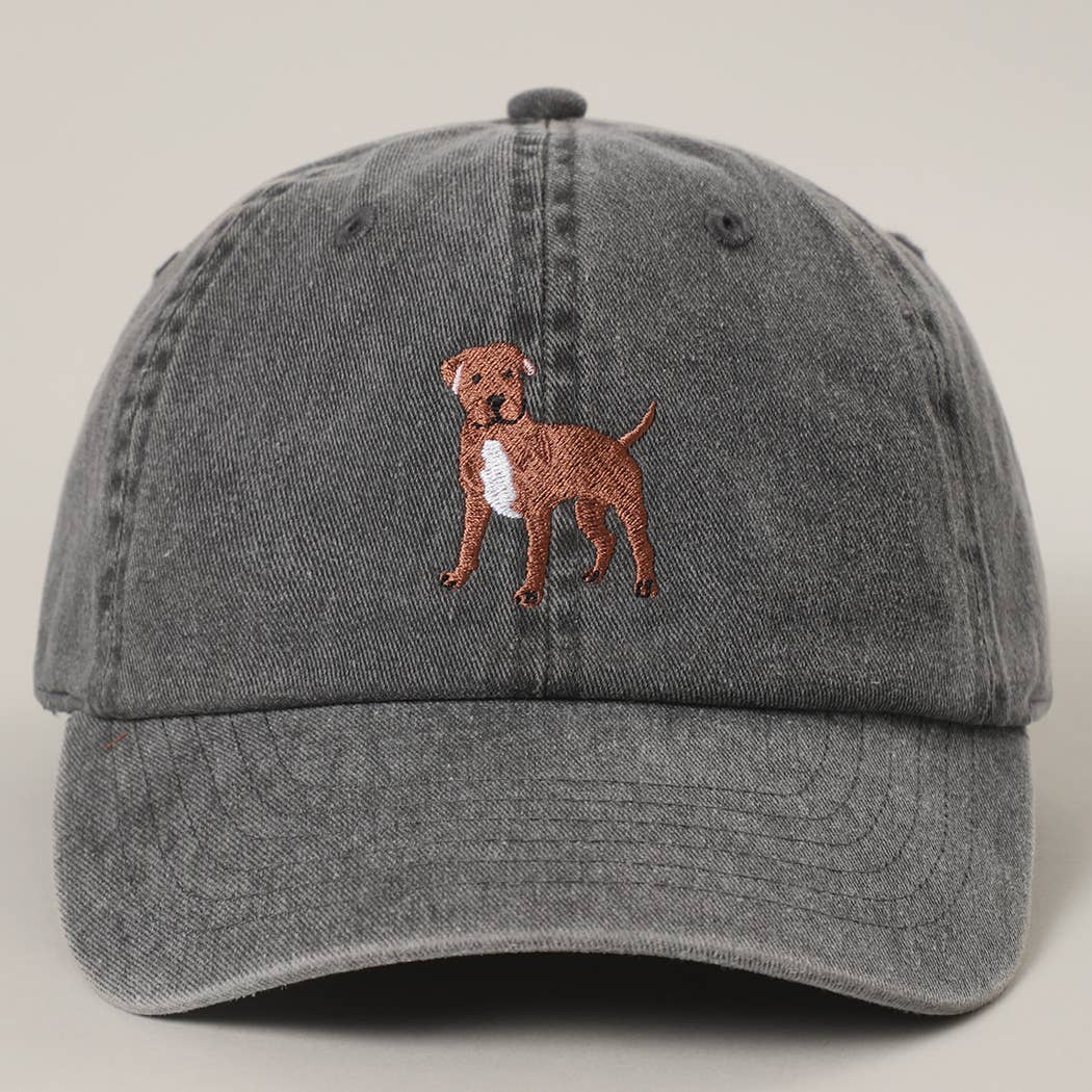 BROWN Pit Bull Terrier Embroidered Pigment Dyed Baseball Cap: SAND / One Size