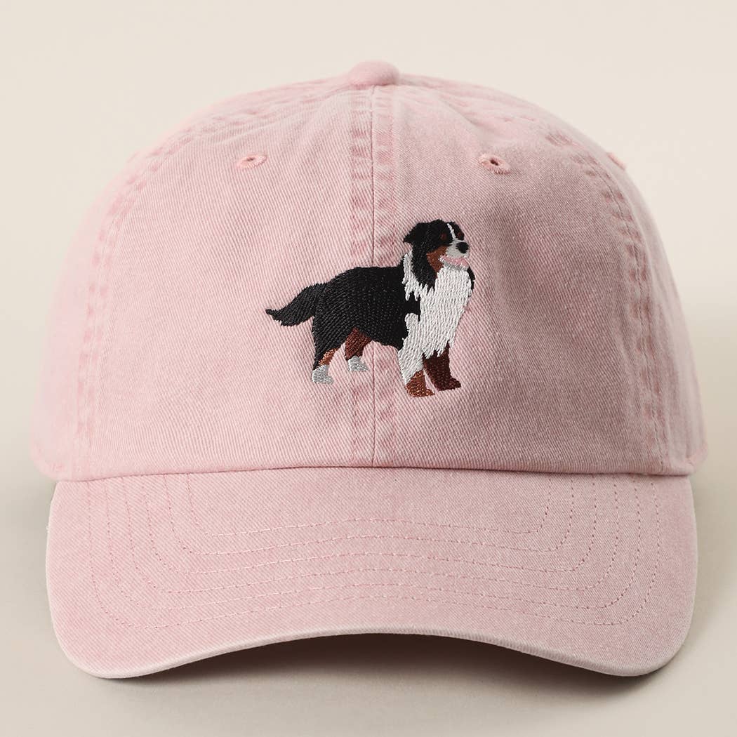 BERNESE MOUNTAIN DOG Embroidered Cotton Baseball Cap: GREY