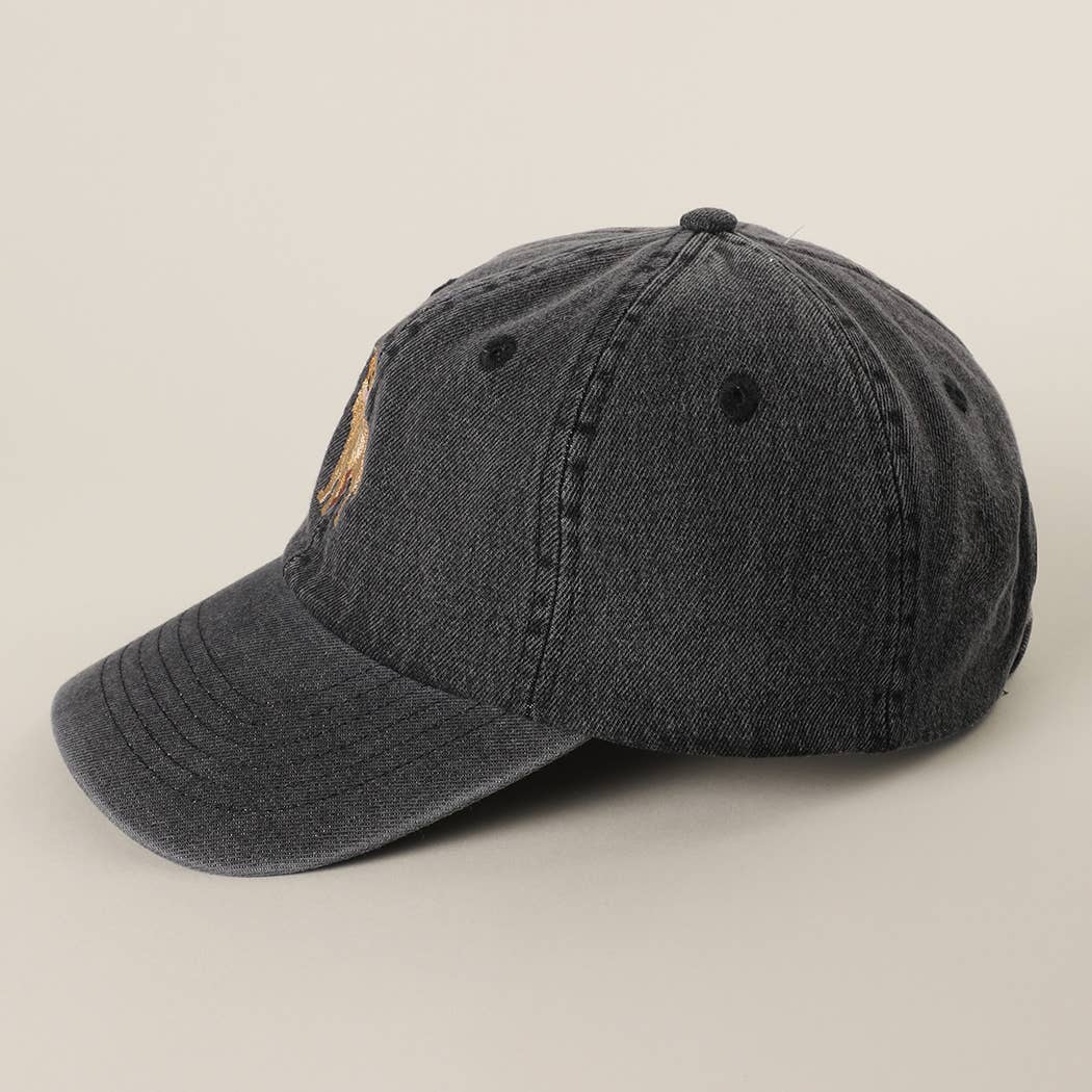 Golden Retriever Embroidered Denim Baseball Cap: LT DENIM