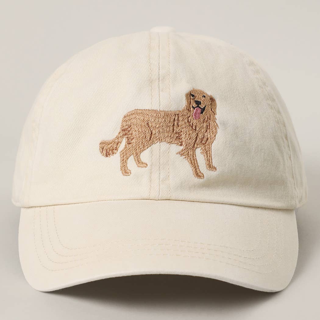 GOLDEN RETRIEVER Embroidery Cotton Baseball Cap: BEIGE / One Size