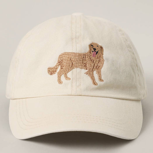 GOLDEN RETRIEVER Embroidery Cotton Baseball Cap: BEIGE / One Size