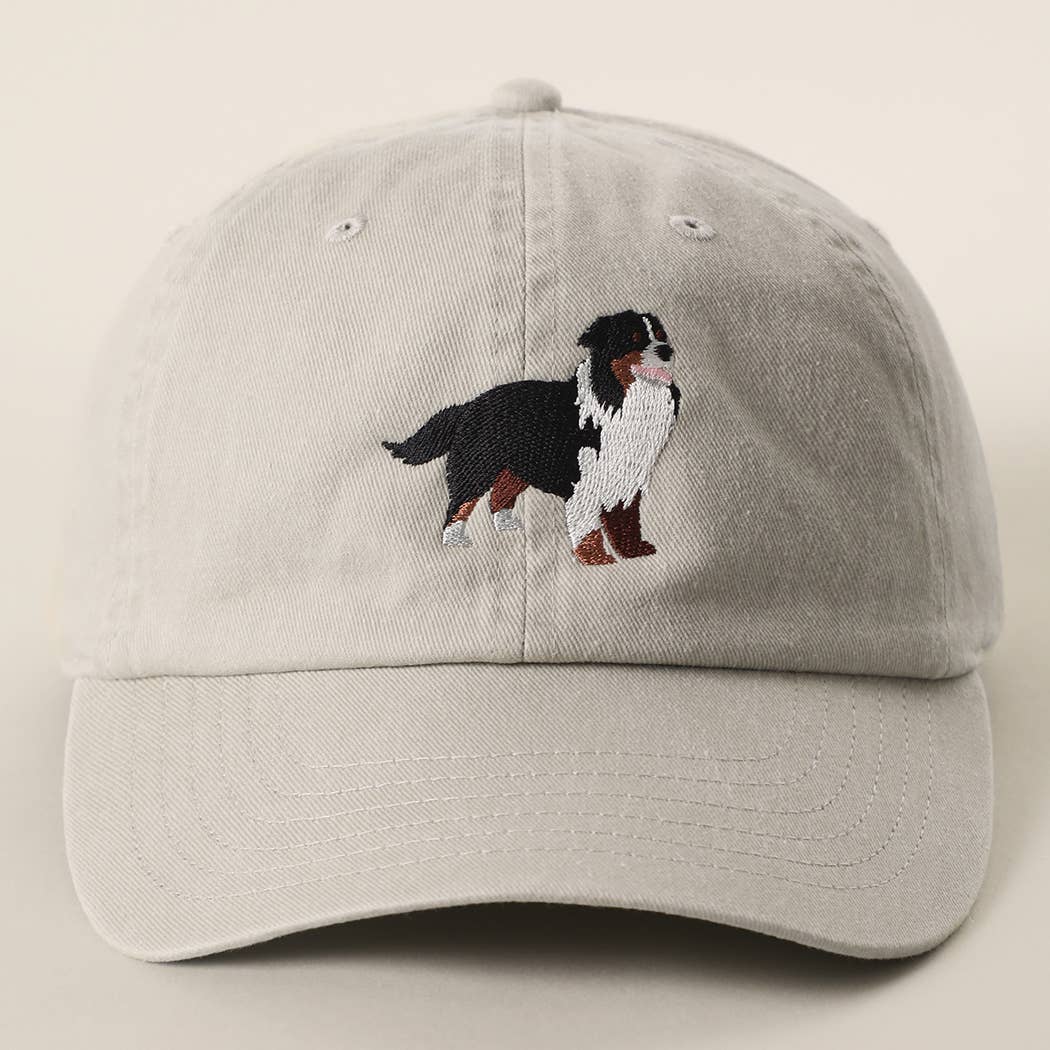 BERNESE MOUNTAIN DOG Embroidered Cotton Baseball Cap: GREY