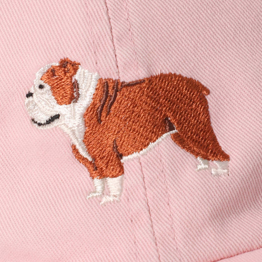 BULLDOG Embroidery Cotton Baseball Cap: BEIGE / One Size