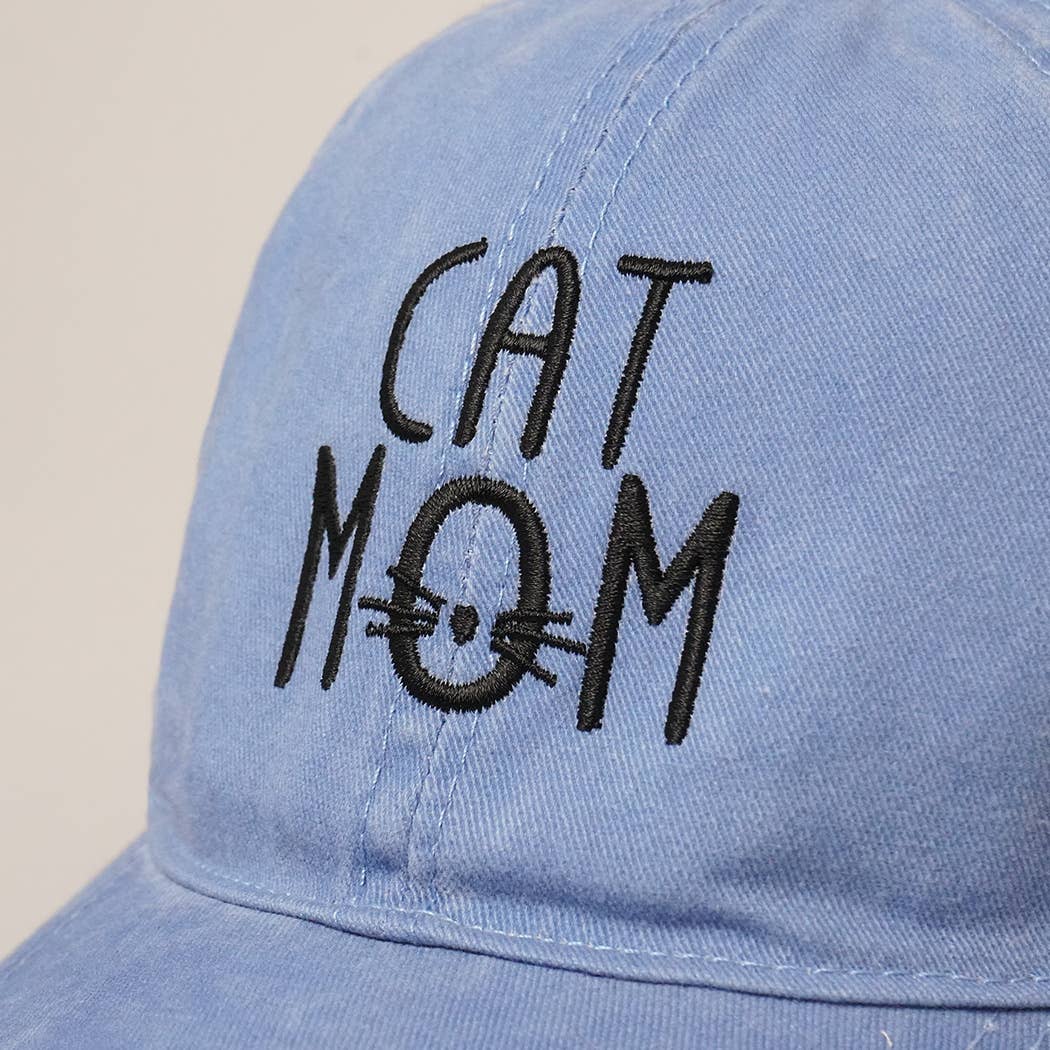 CAT MOM Denim Cotton Adjustable Hat: BLACK / One Size