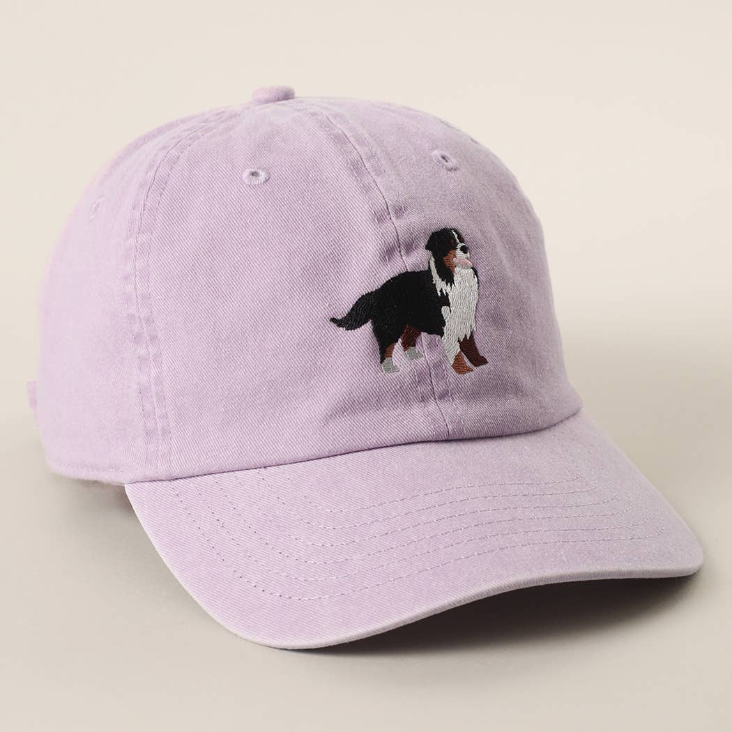 BERNESE MOUNTAIN DOG Embroidered Cotton Baseball Cap: GREY