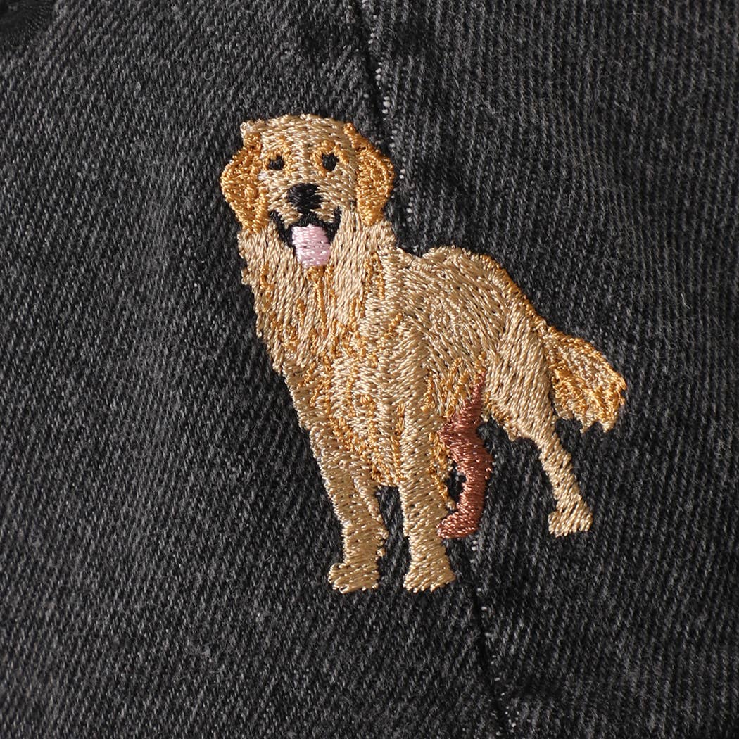 Golden Retriever Embroidered Denim Baseball Cap: LT DENIM
