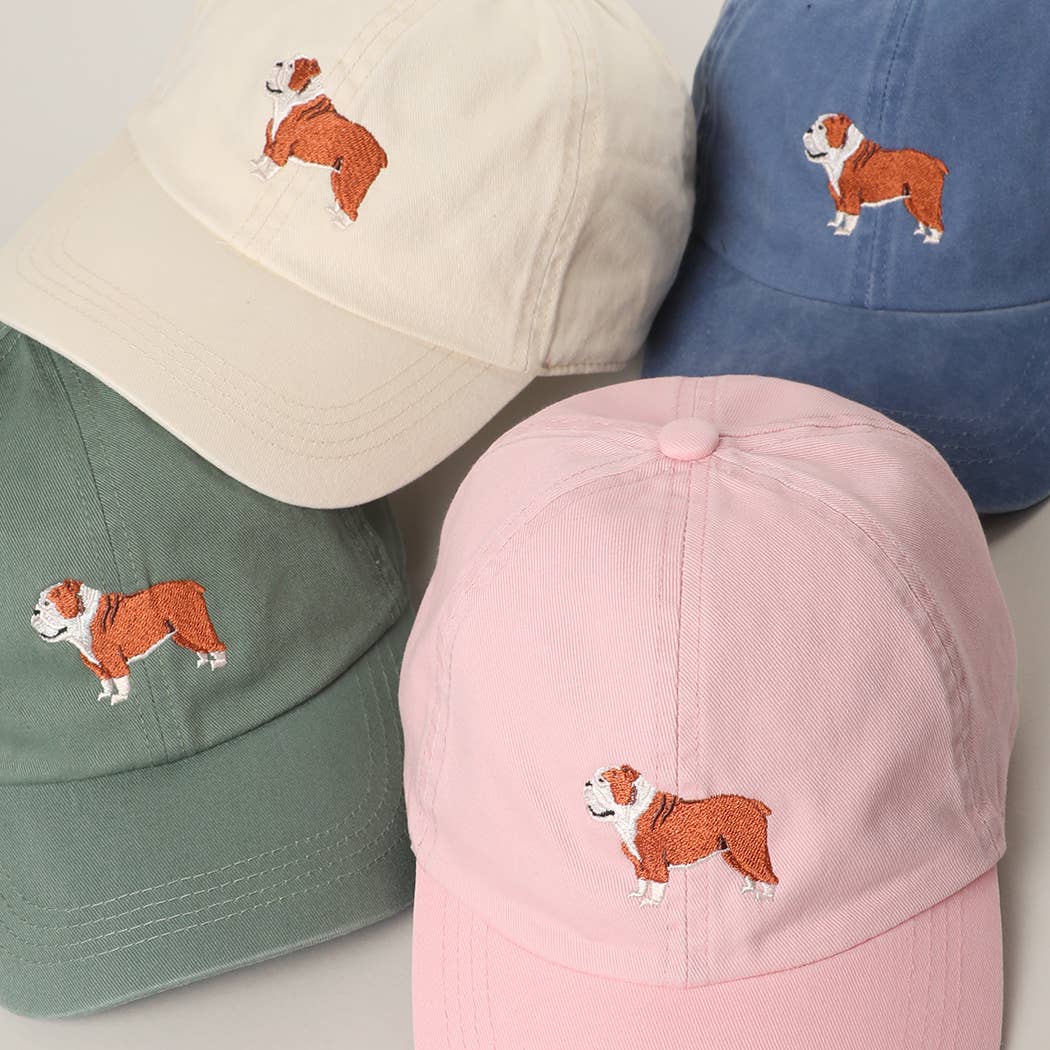BULLDOG Embroidery Cotton Baseball Cap: BEIGE / One Size