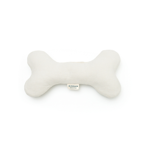 Soft Plush Dog Bone Toy for Gentle Chewers | Hemp and Cotton: Off-White