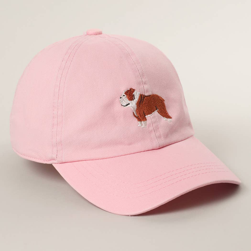 BULLDOG Embroidery Cotton Baseball Cap: BEIGE / One Size