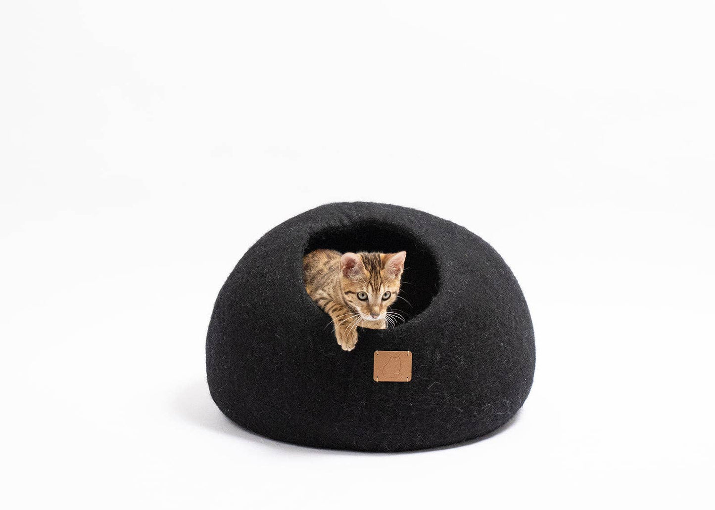 Wool Cat Cave Bed - Black