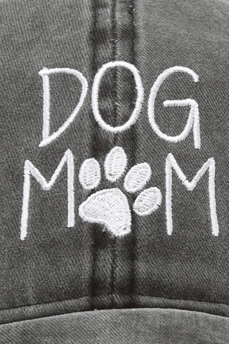 DOG MOM Embroidered Cotton Baseball Caps Dad Hat: BLACK / One Size