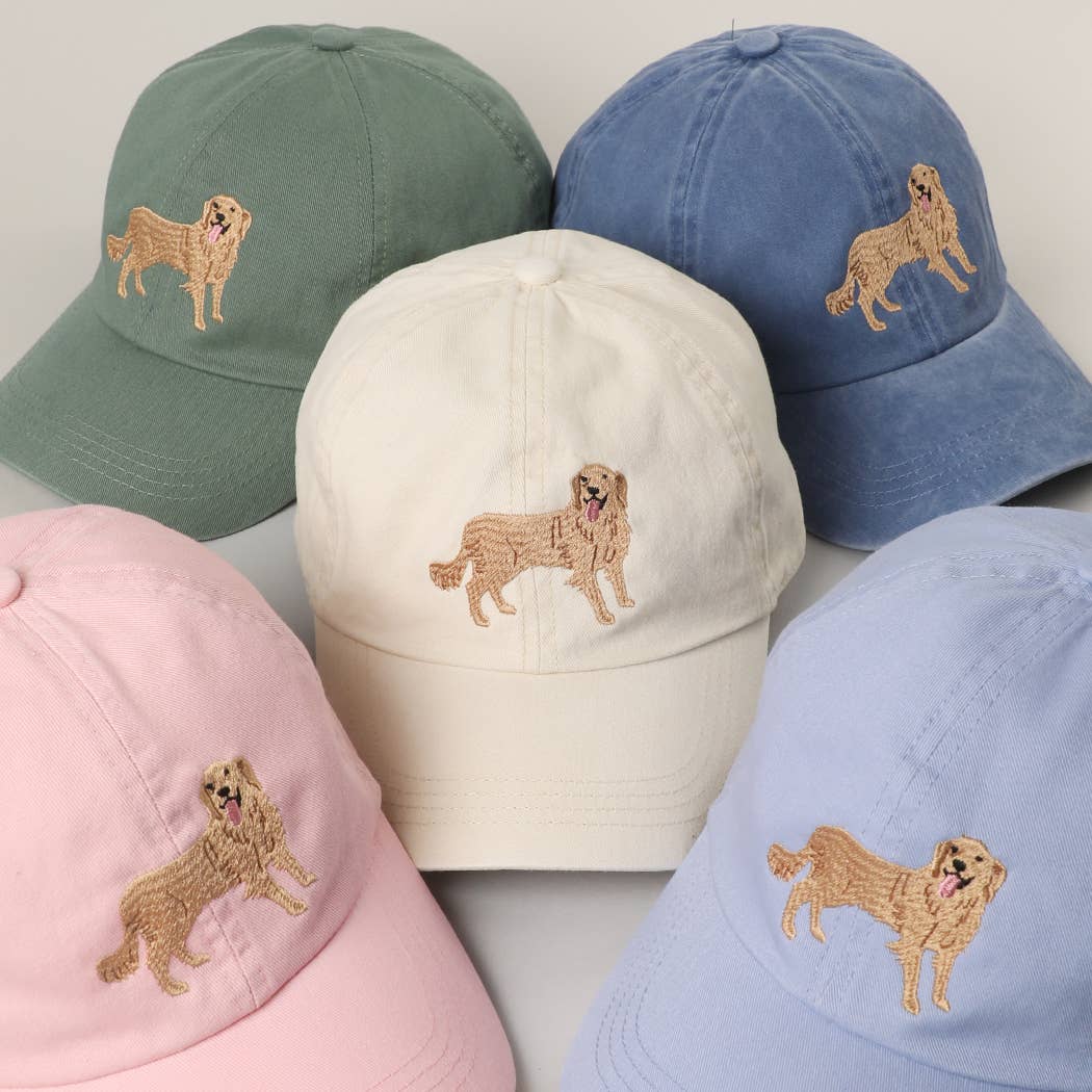 GOLDEN RETRIEVER Embroidery Cotton Baseball Cap: BEIGE / One Size