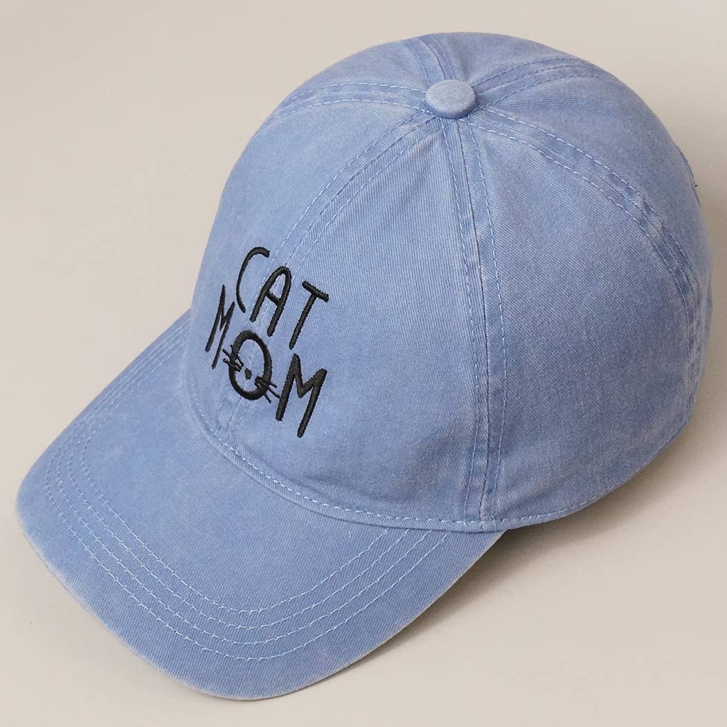 CAT MOM Denim Cotton Adjustable Hat: BLACK / One Size