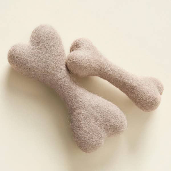 NEUTRAL WOOLBONE Dog Toy: PEACH / SMALL