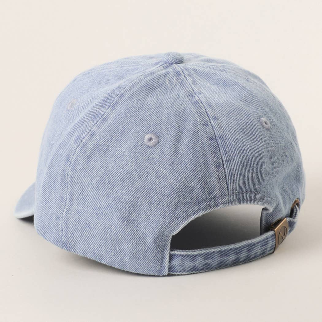 Australian Shepherd Embroidered Denim Baseball Cap: LIGHT BLUE / One Size
