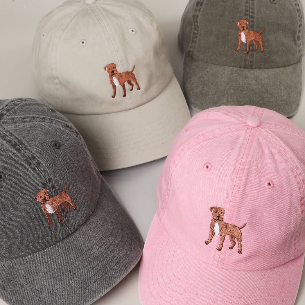 BROWN Pit Bull Terrier Embroidered Pigment Dyed Baseball Cap: SAND / One Size