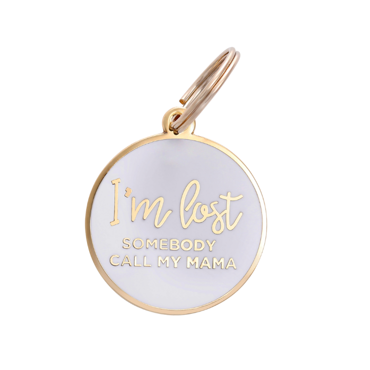 I'm Lost, Somebody Call My Mama Pet ID Tag: Navy / Gold