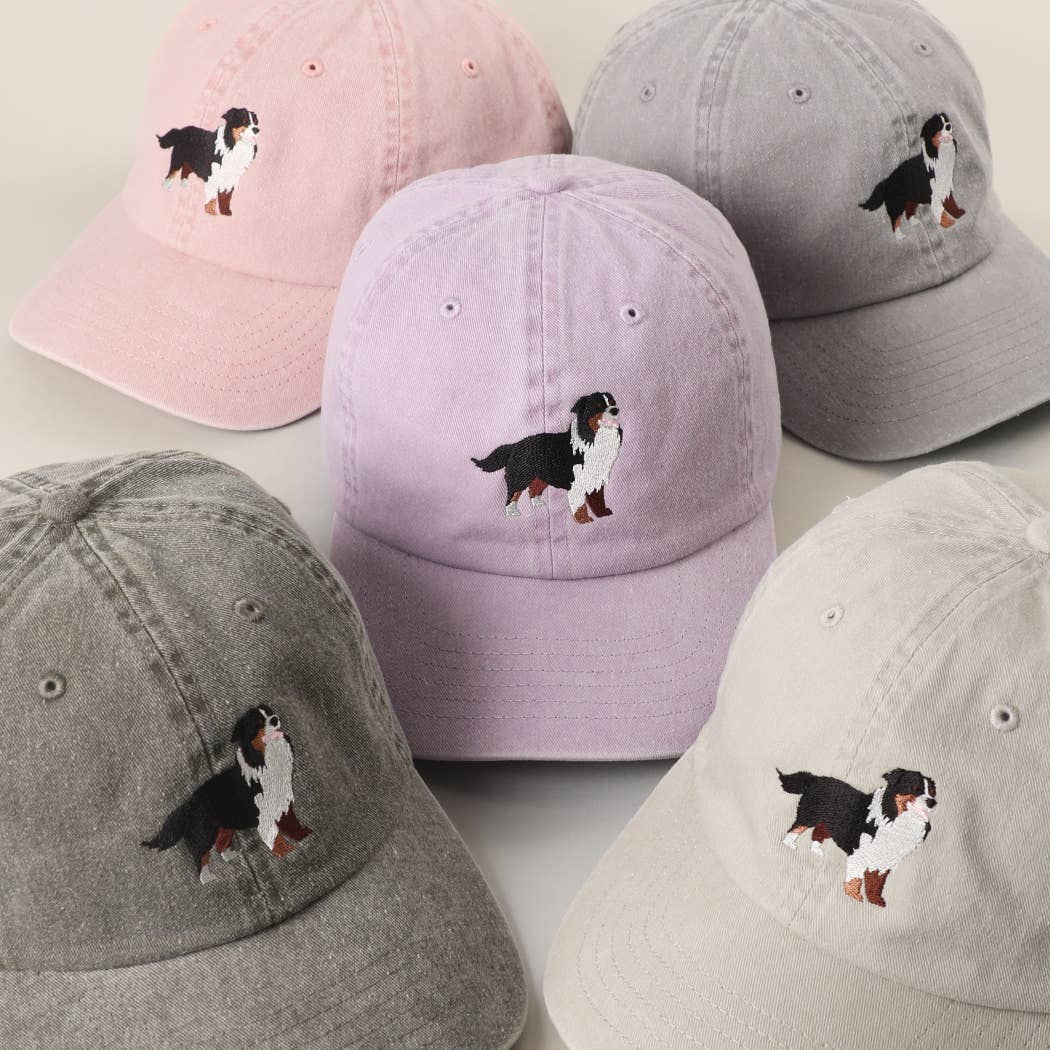 BERNESE MOUNTAIN DOG Embroidered Cotton Baseball Cap: GREY