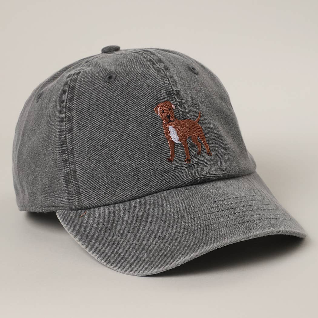 BROWN Pit Bull Terrier Embroidered Pigment Dyed Baseball Cap: SAND / One Size