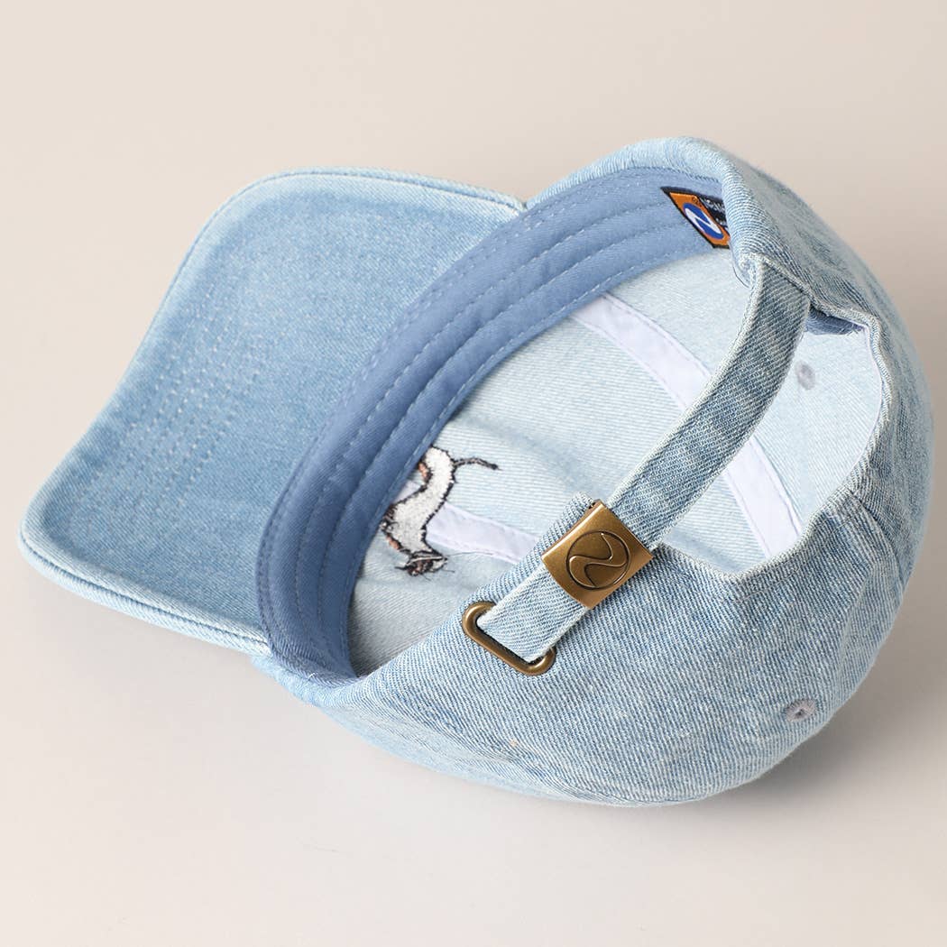 Dachshund Dog Embroidered Denim Baseball Cap: Light Denim / ONE SIZE