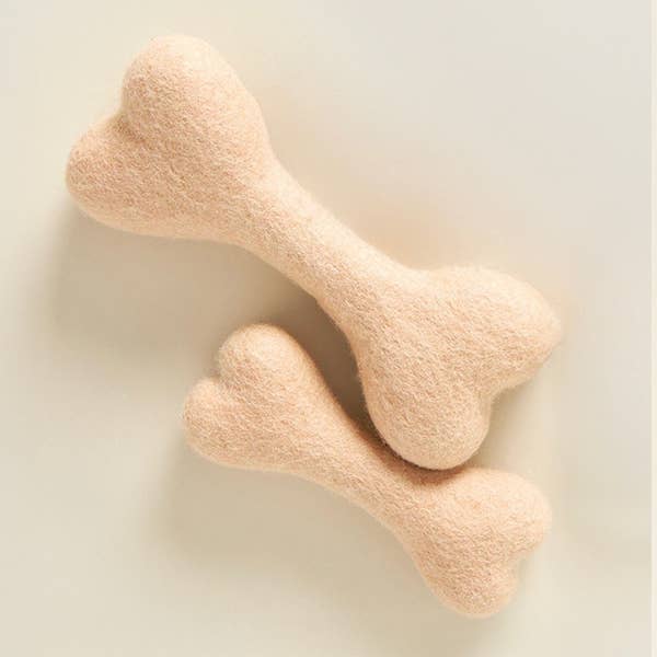 NEUTRAL WOOLBONE Dog Toy: PEACH / SMALL