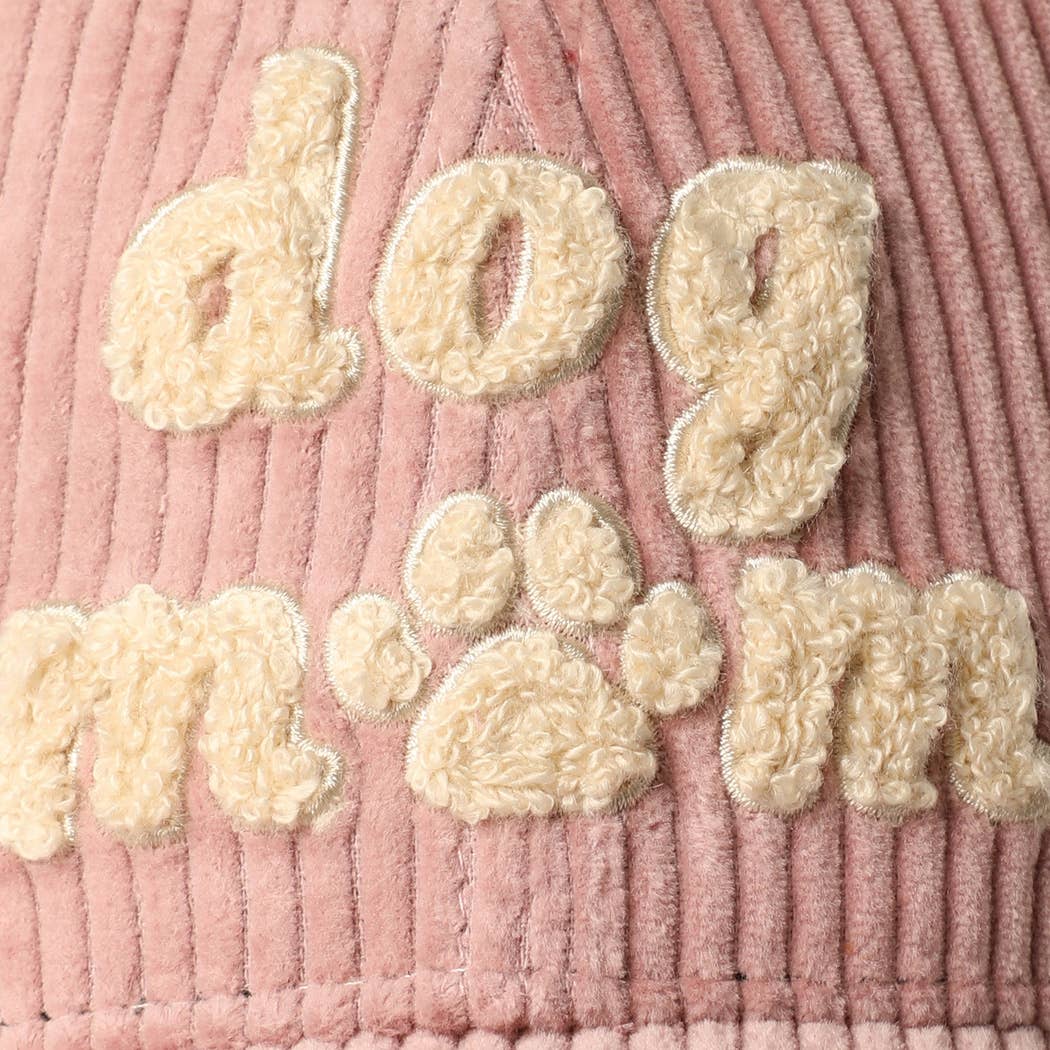 Dog Mom Chenille Patch Corduroy Baseball Cap: Black / ONE SIZE