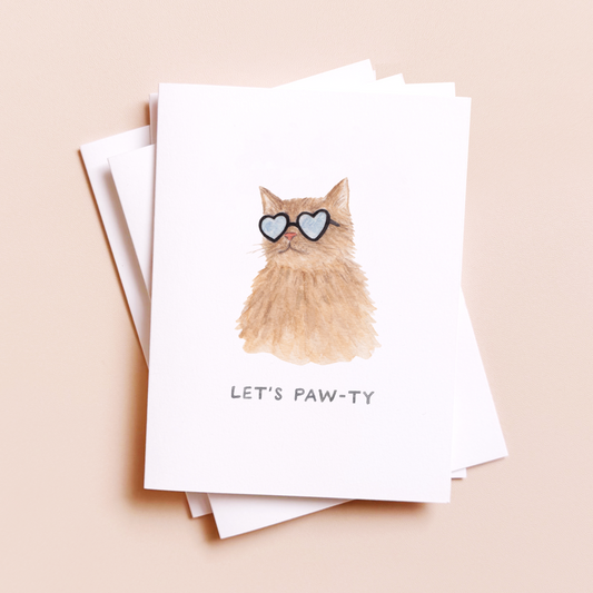 Let's Paw-ty — Cat Lovers Funny Animal Birthday Card