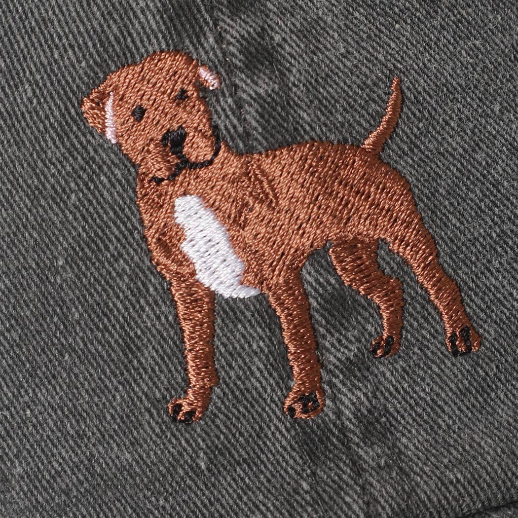 BROWN Pit Bull Terrier Embroidered Pigment Dyed Baseball Cap: SAND / One Size