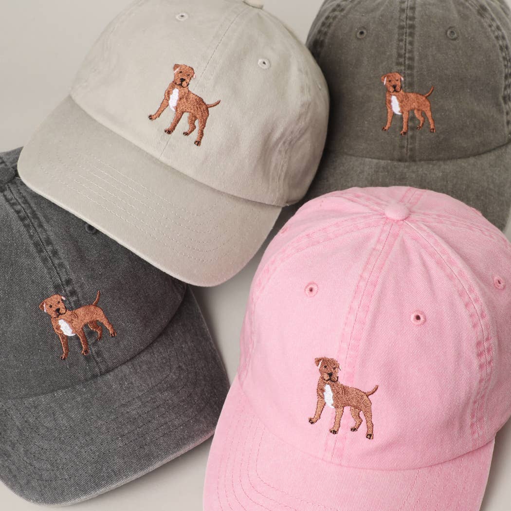 BROWN Pit Bull Terrier Embroidered Pigment Dyed Baseball Cap: SAND / One Size