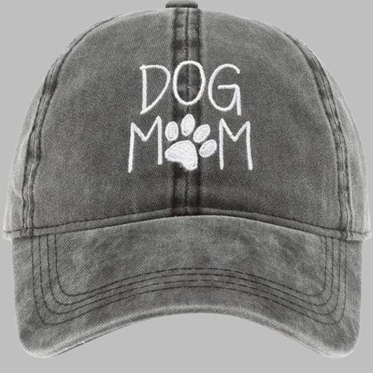 DOG MOM Embroidered Cotton Baseball Caps Dad Hat: BLACK / One Size