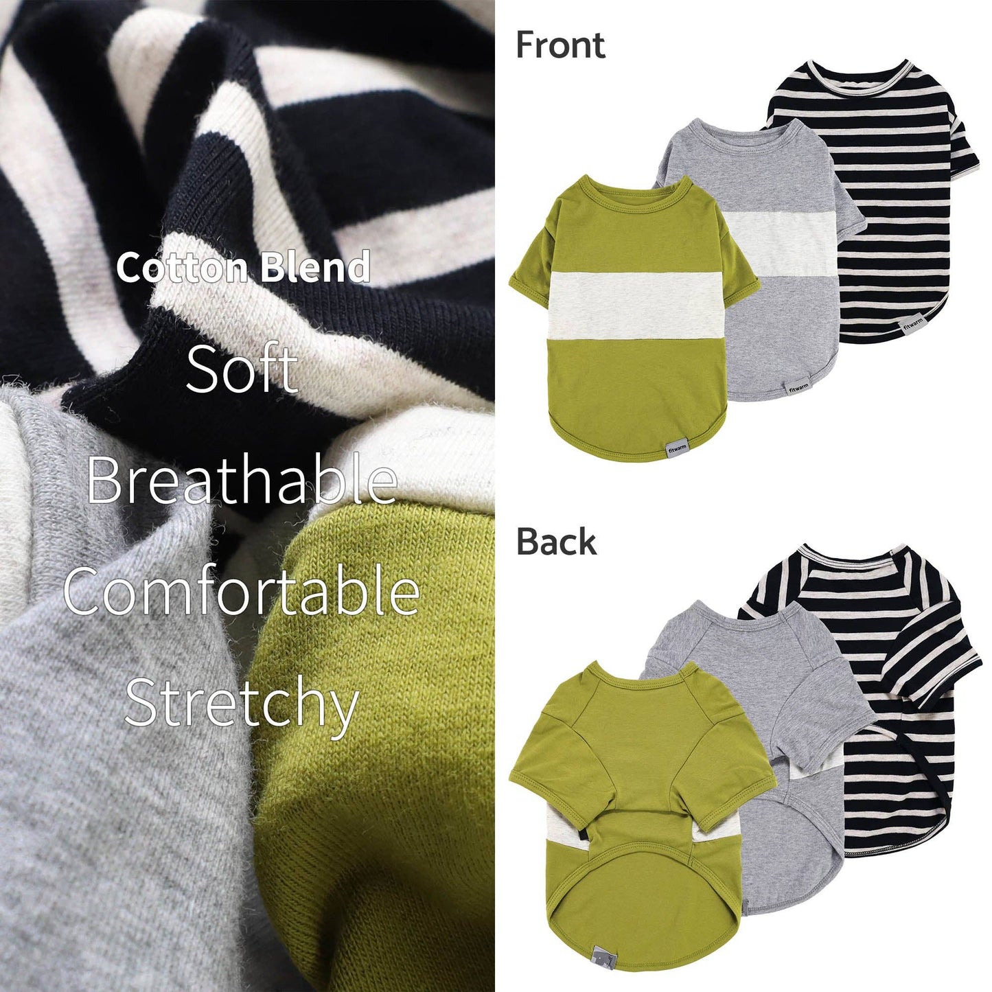 3 Pack Color Block Striped Shirt
