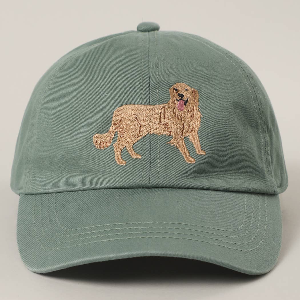 GOLDEN RETRIEVER Embroidery Cotton Baseball Cap: BEIGE / One Size