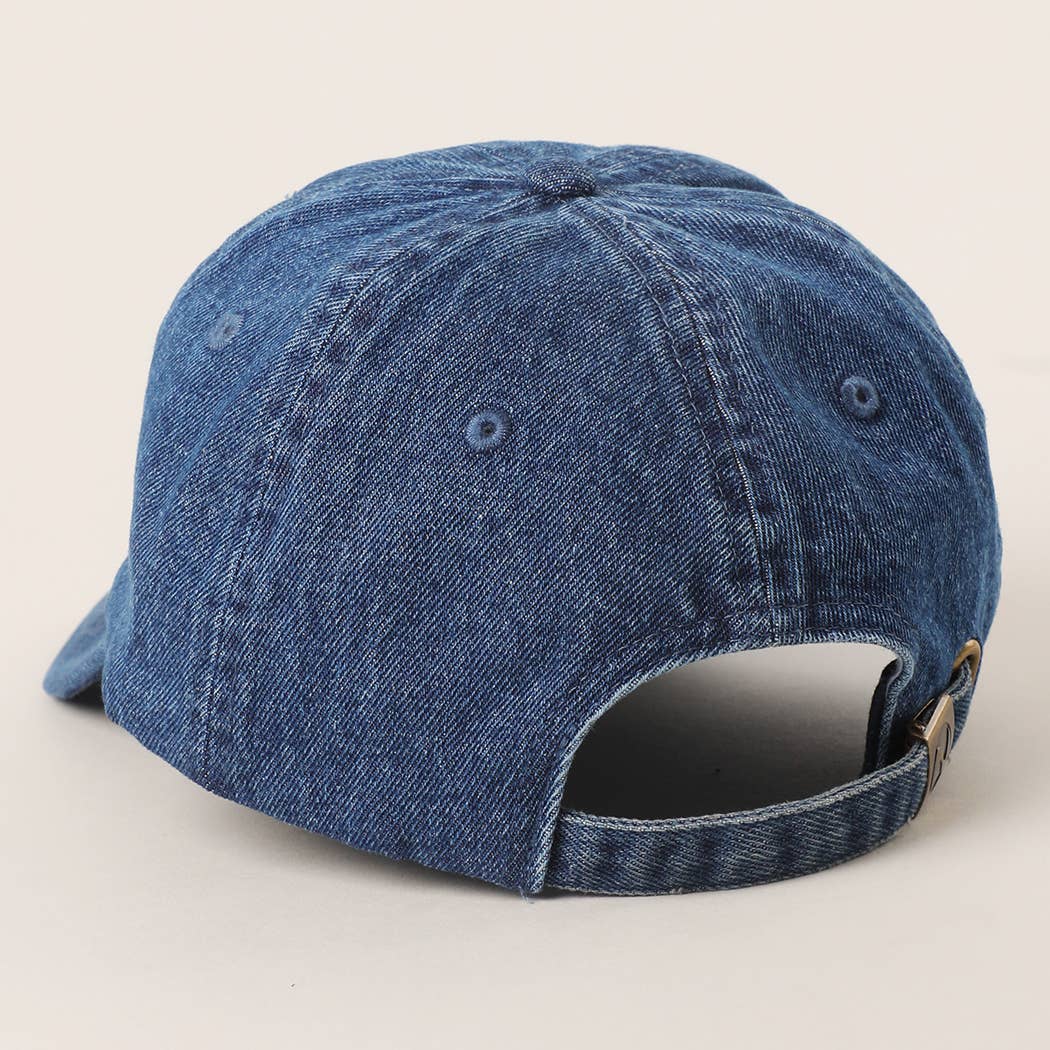 German Shepherd Embroidered Denim Baseball Cap: LIGHT BLUE / One Size