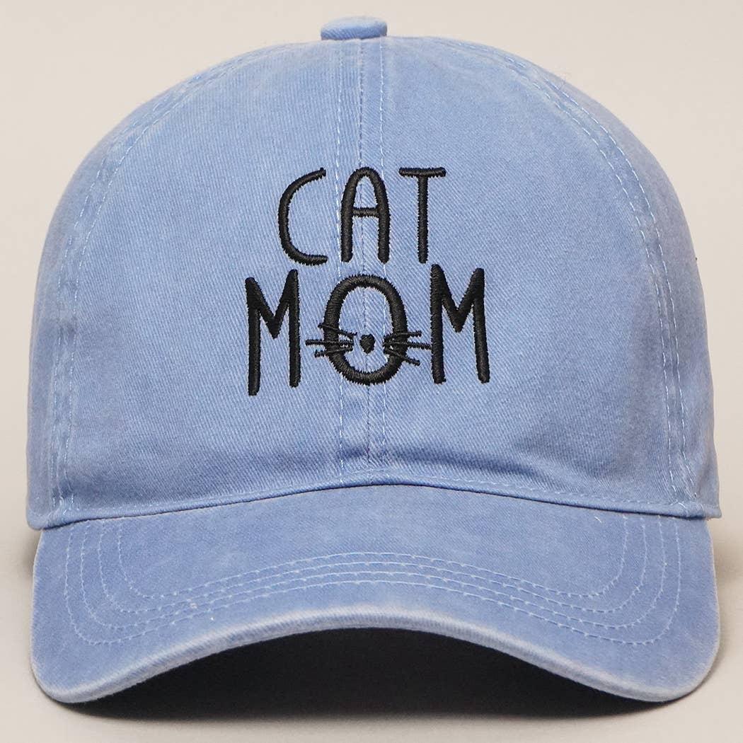 CAT MOM Denim Cotton Adjustable Hat: BLACK / One Size