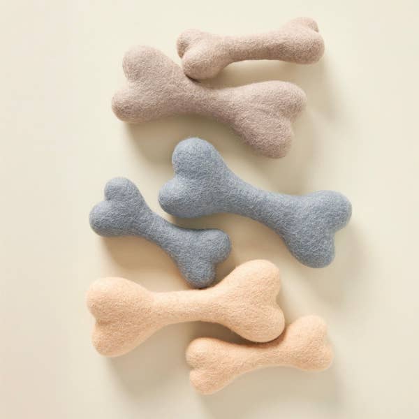 NEUTRAL WOOLBONE Dog Toy: PEACH / SMALL