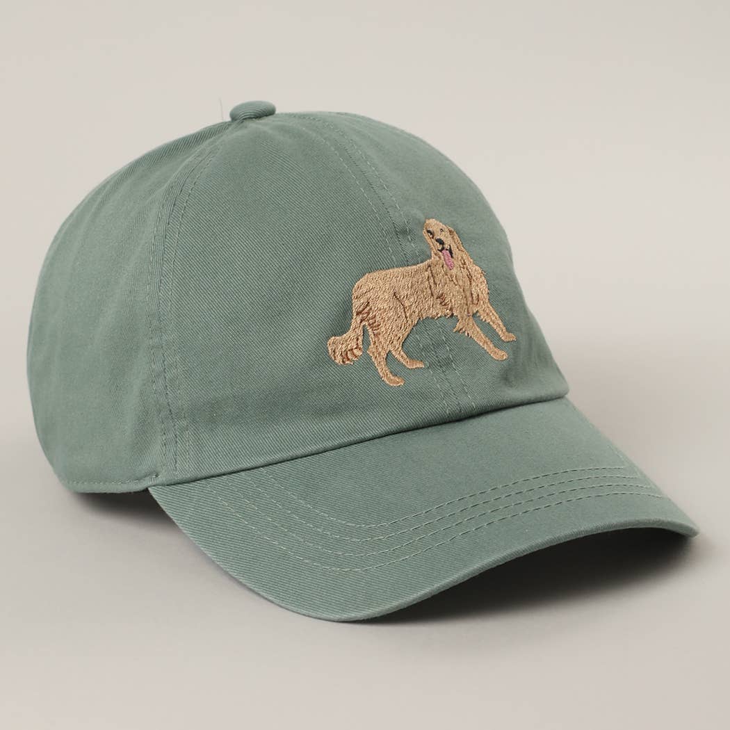 GOLDEN RETRIEVER Embroidery Cotton Baseball Cap: BEIGE / One Size