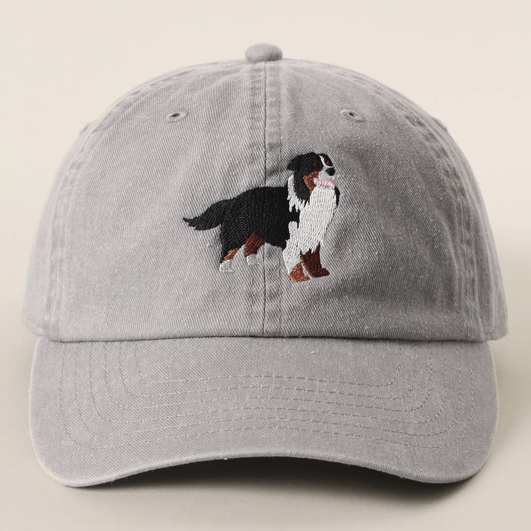 BERNESE MOUNTAIN DOG Embroidered Cotton Baseball Cap: GREY