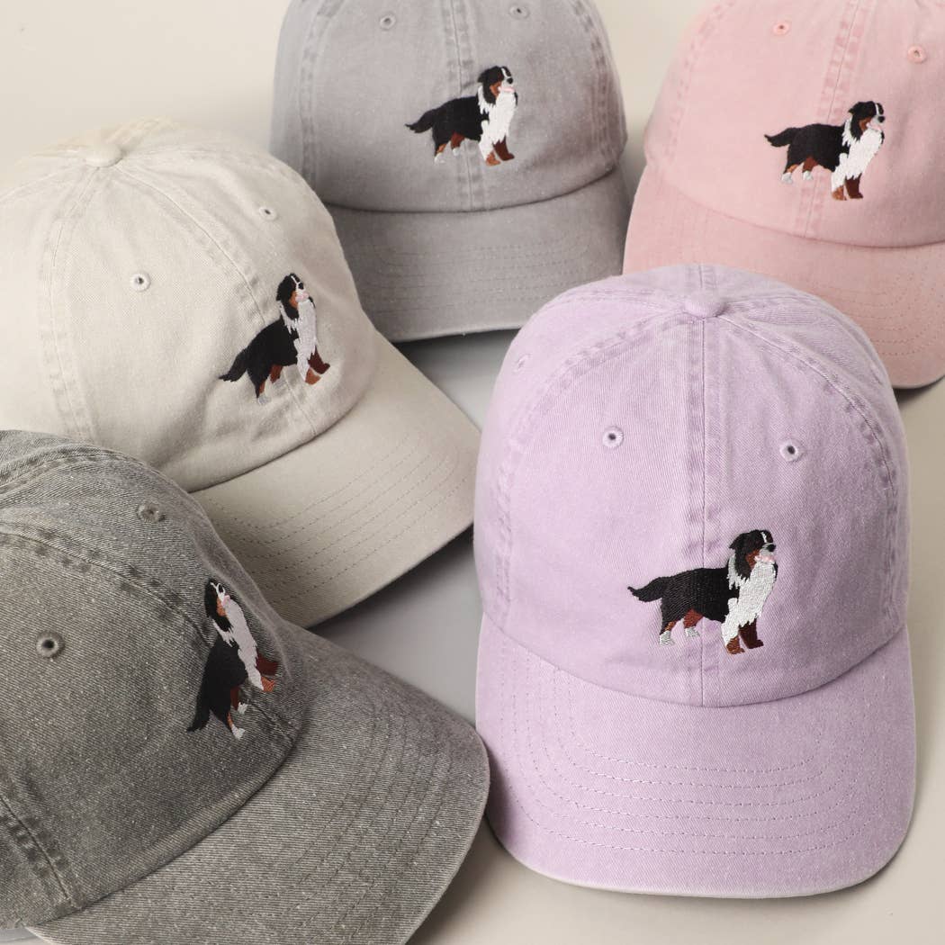 BERNESE MOUNTAIN DOG Embroidered Cotton Baseball Cap: GREY