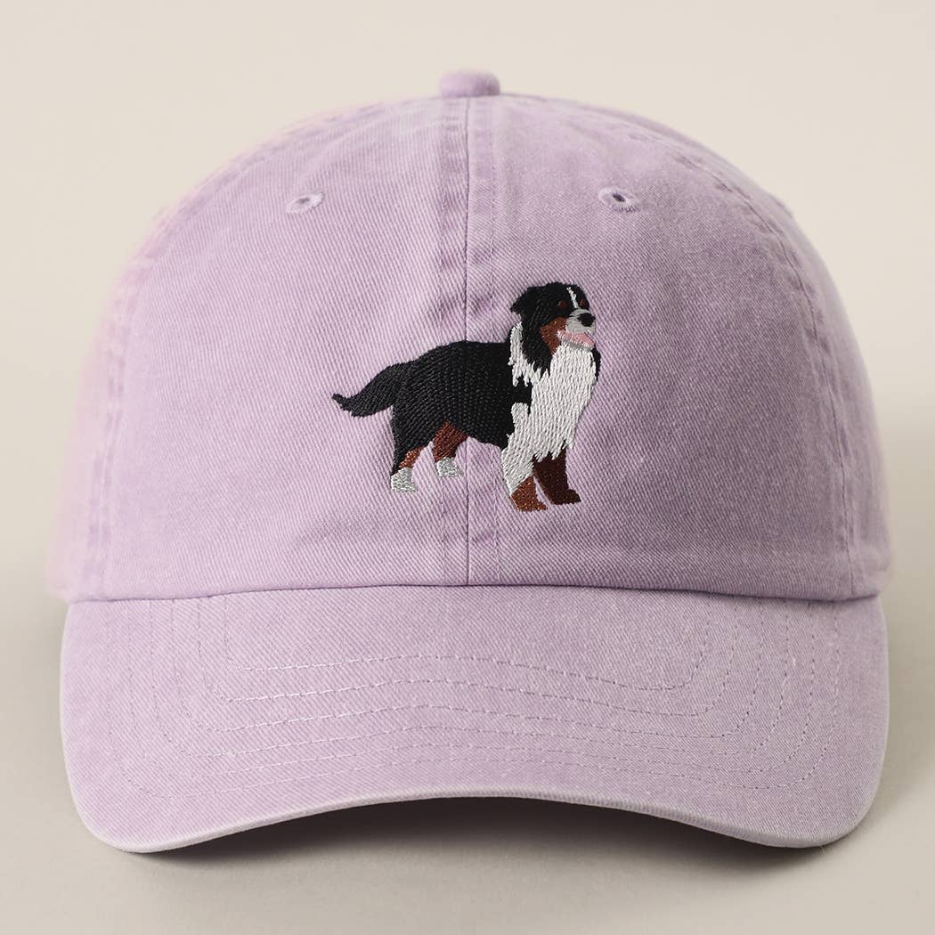 BERNESE MOUNTAIN DOG Embroidered Cotton Baseball Cap: GREY