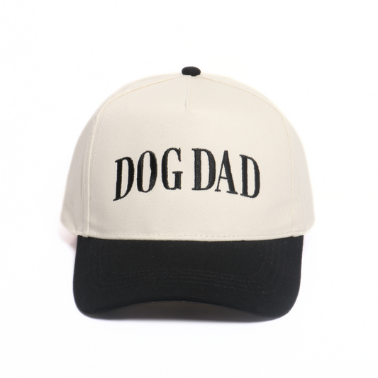 DOG DAD Embroidery 5 Panel Two Tone Cap: Black