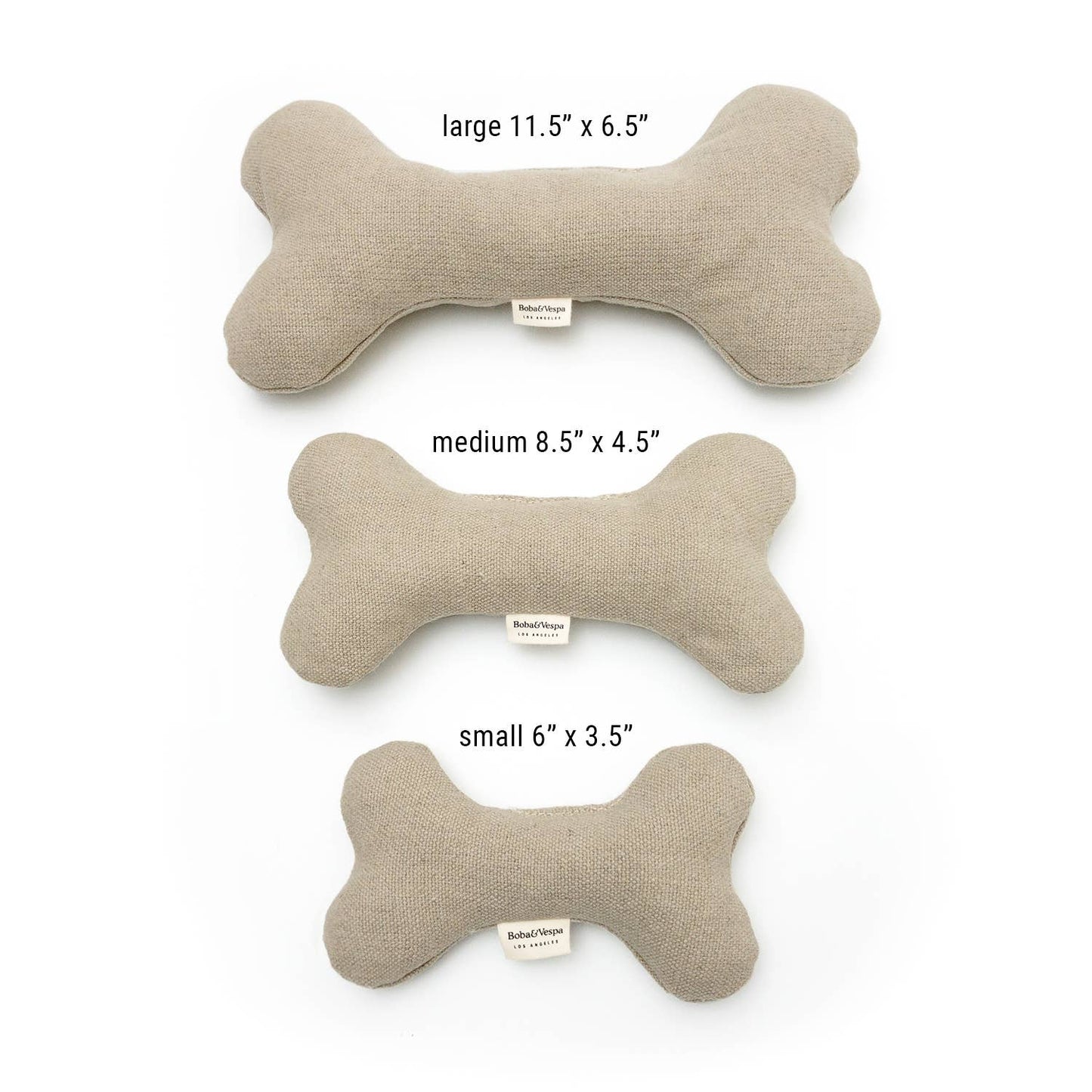 Soft Plush Dog Bone Toy for Gentle Chewers | Hemp and Cotton: Off-White