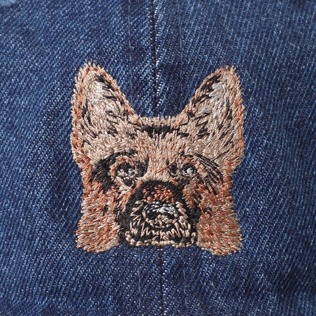 German Shepherd Embroidered Denim Baseball Cap: LIGHT BLUE / One Size