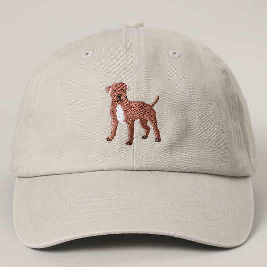 BROWN Pit Bull Terrier Embroidered Pigment Dyed Baseball Cap: SAND / One Size
